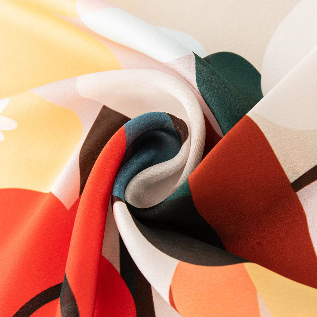 Abstract floral Silk Square Scarf fabric swirl close-up
