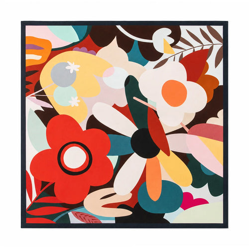 Abstract floral Silk Square Scarf flat lay view