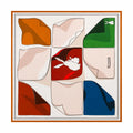 Abstract patchwork Silk Square Scarf flat lay view