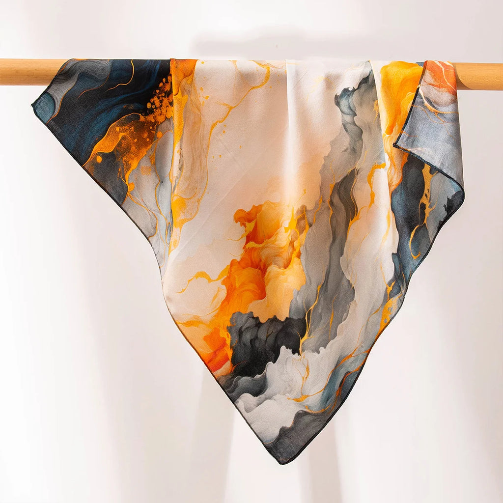 Abstract silk square scarf hanging display