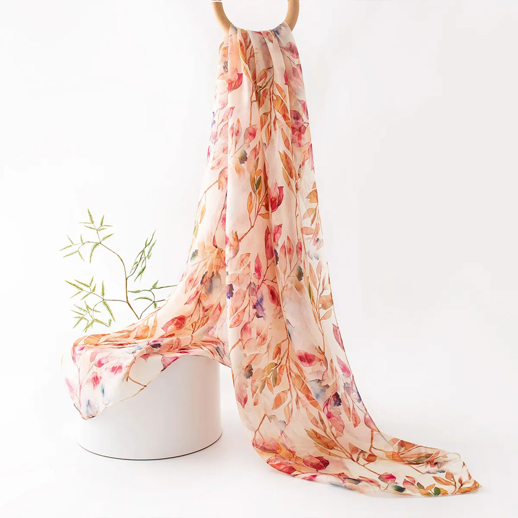 Amber leaf silk scarf hanging display