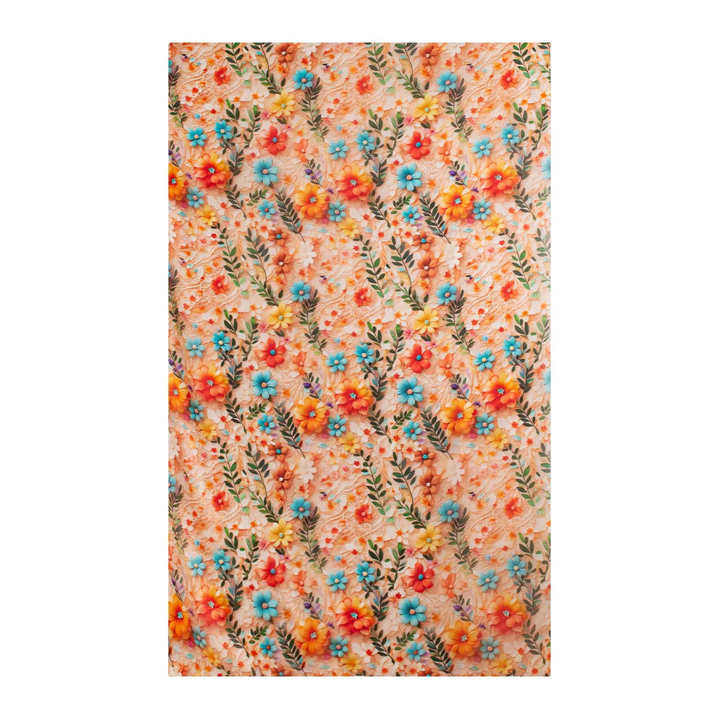 Apricot wildflower large silk scarf pattern