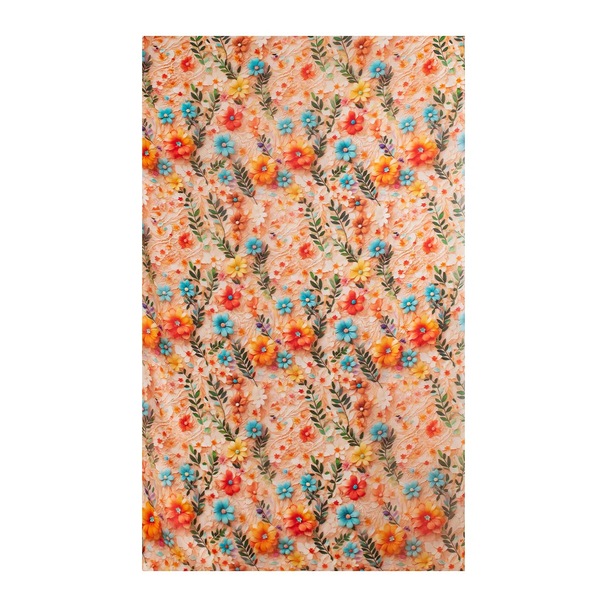 Apricot wildflower large silk scarf pattern