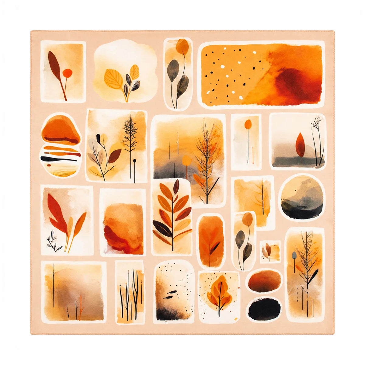 Autumn leaf collage Silk Square Scarf full pattern