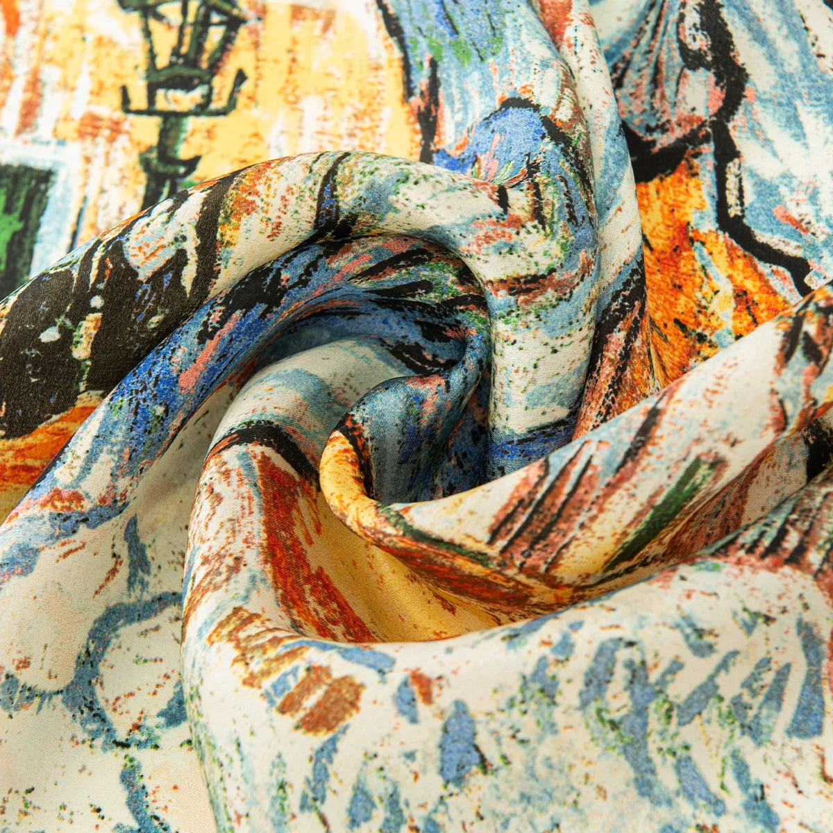 Autumn oil painting Silk Square Scarf fabric swirl