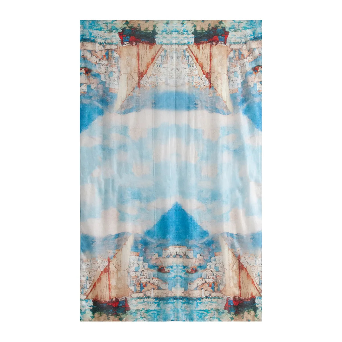 Azure sailboat large silk scarf pattern