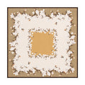 Beige floral border Silk Square Scarf flat lay