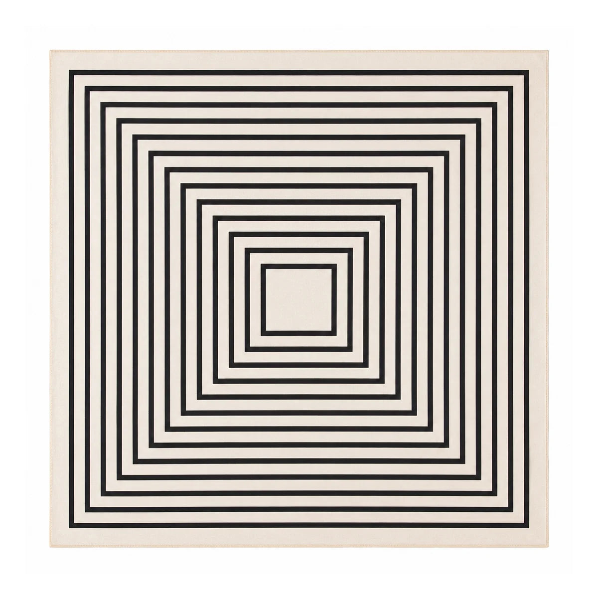 Black and cream concentric square Silk Square Scarf flat lay