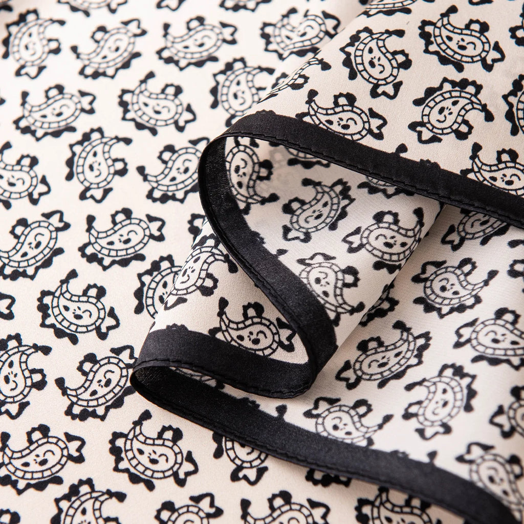 Black edged paisley Silk Square Scarf detail