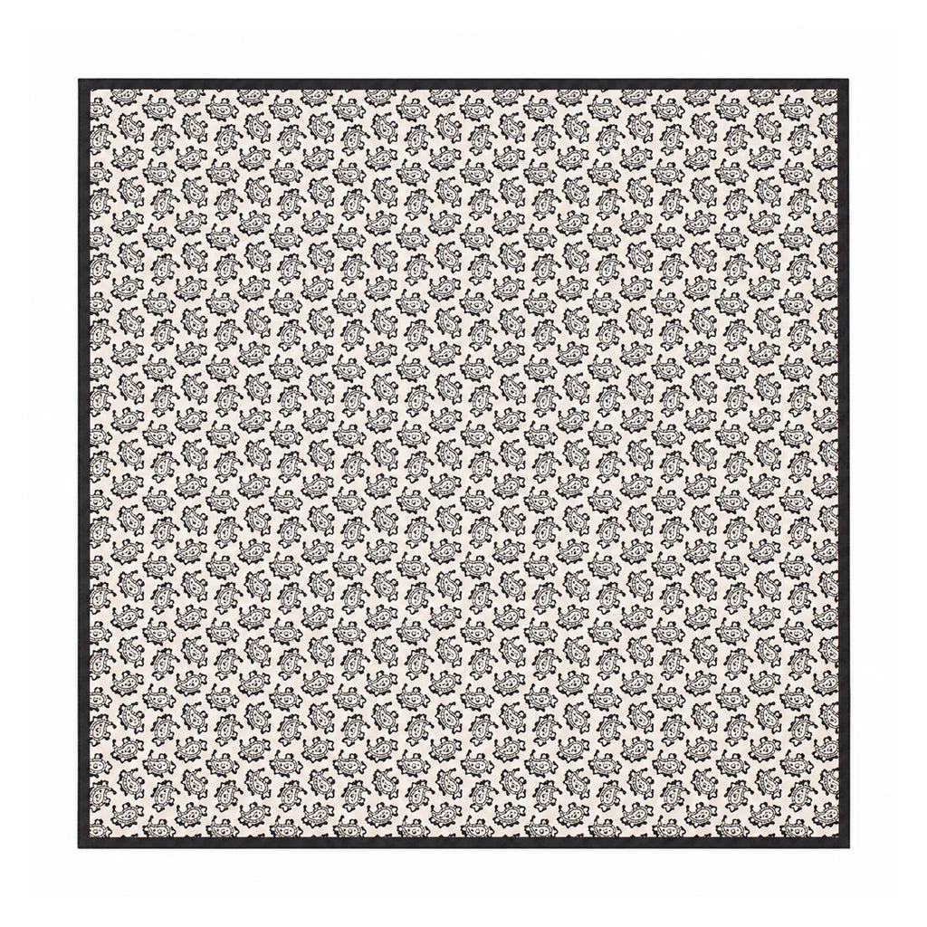 Black paisley Silk Square Scarf full pattern view