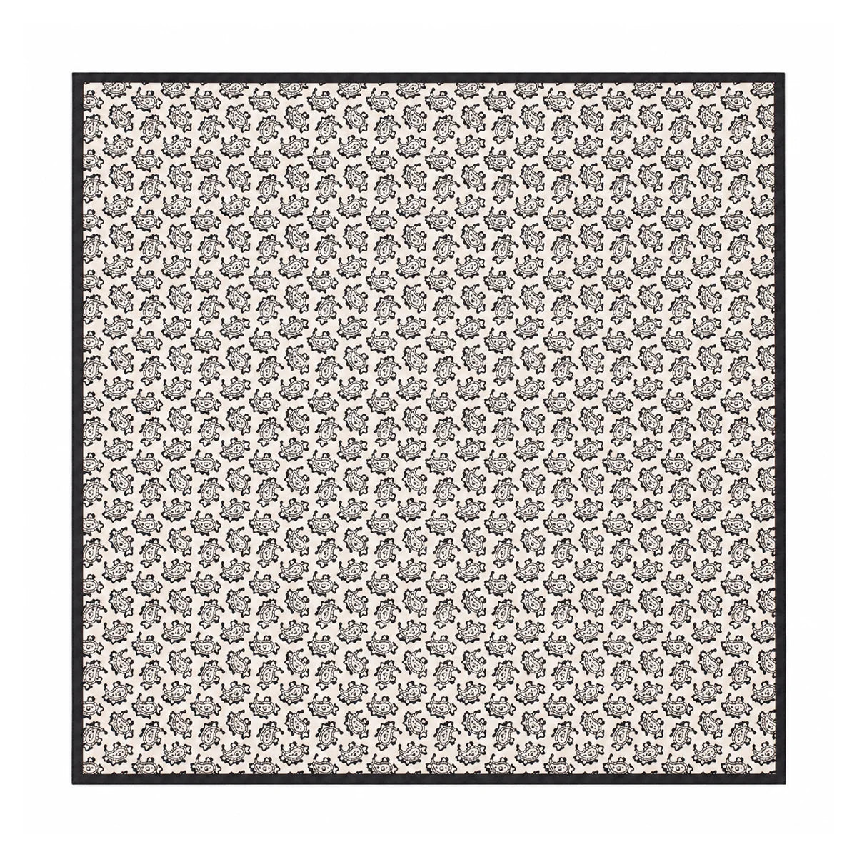 Black paisley Silk Square Scarf full pattern view