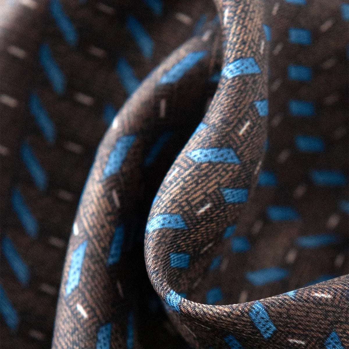 Blue dash stripe Silk Square Scarf fabric close-up