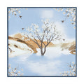 Blue landscape Silk Square Scarf flat lay view