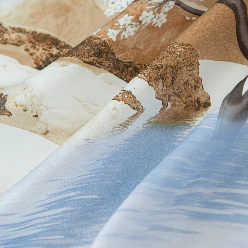 Blue landscape Silk Square Scarf print close-up