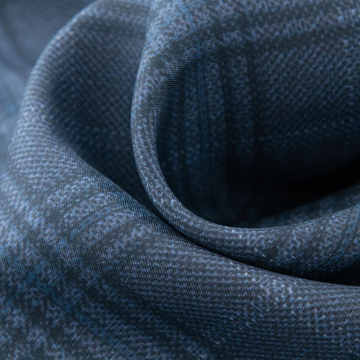 Blue plaid Silk Square Scarf fabric swirl detail