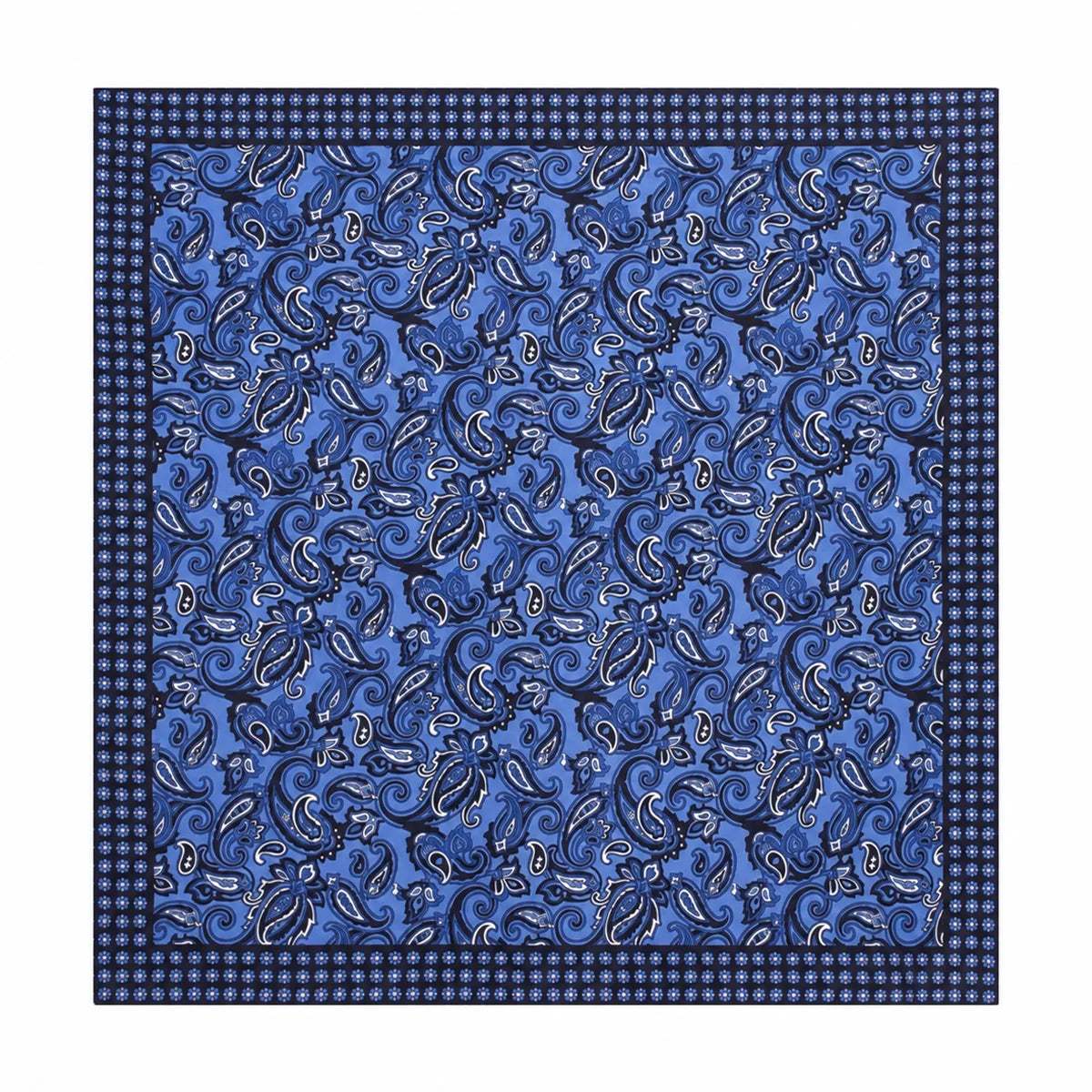 Blue purple paisley Silk Square Scarf full pattern view