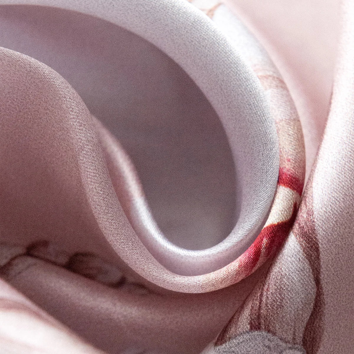 Blush floral Silk Square Scarf fabric close-up