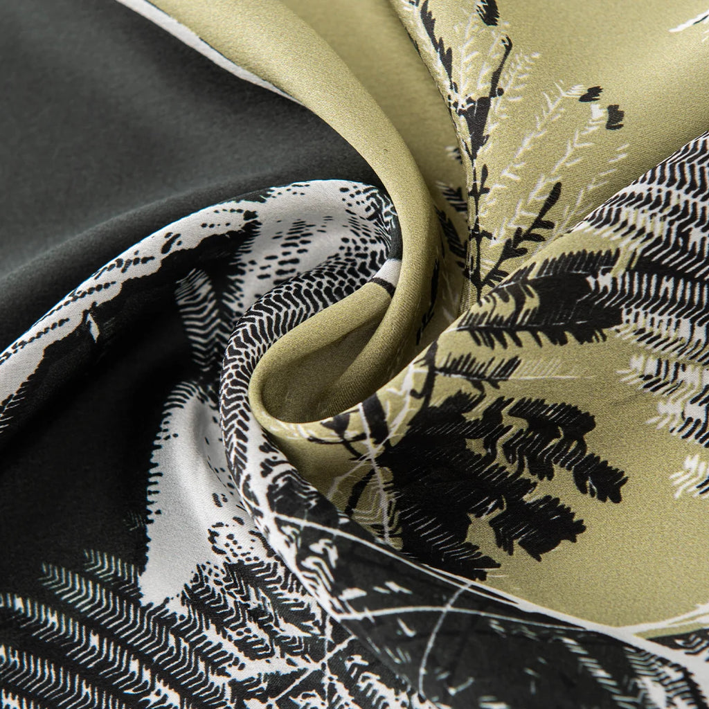 Botanical Silk Square Scarf fabric swirl close-up