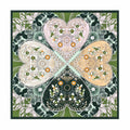 Botanical medallion silk square scarf flat lay
