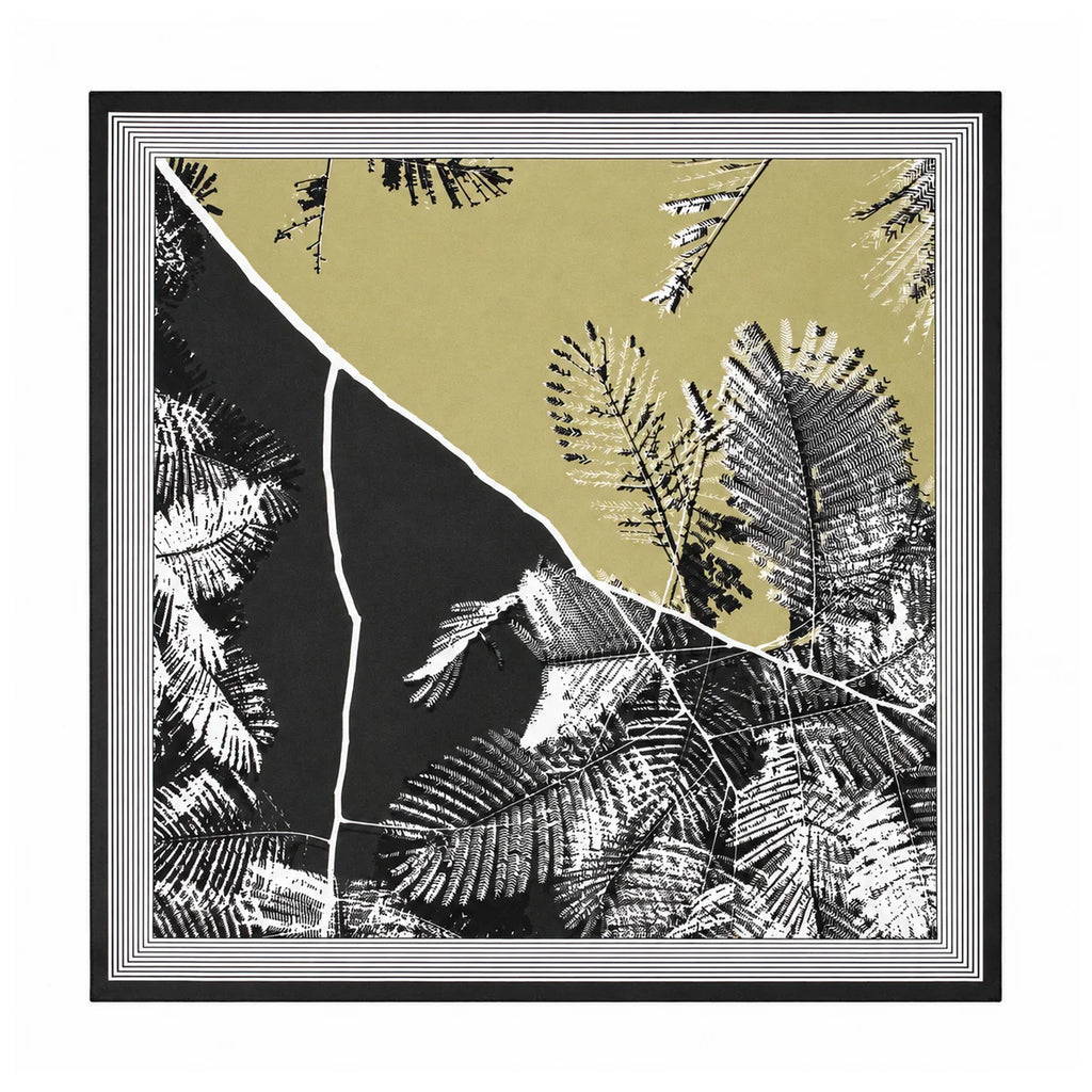 Botanical sketch Silk Square Scarf flat lay view