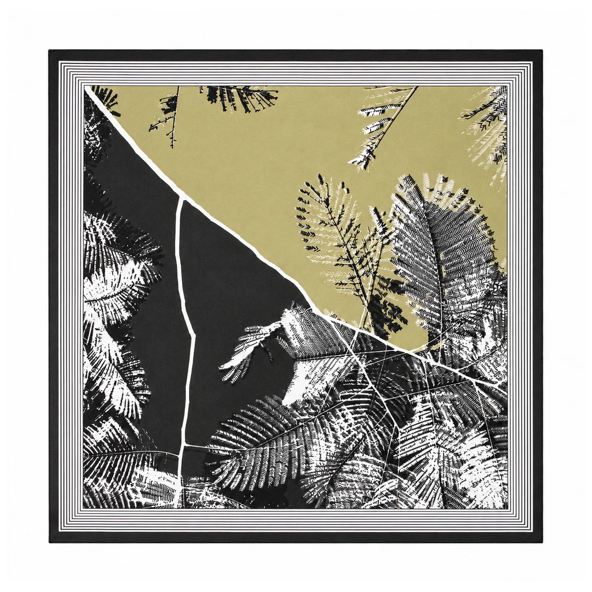 Botanical sketch Silk Square Scarf flat lay view