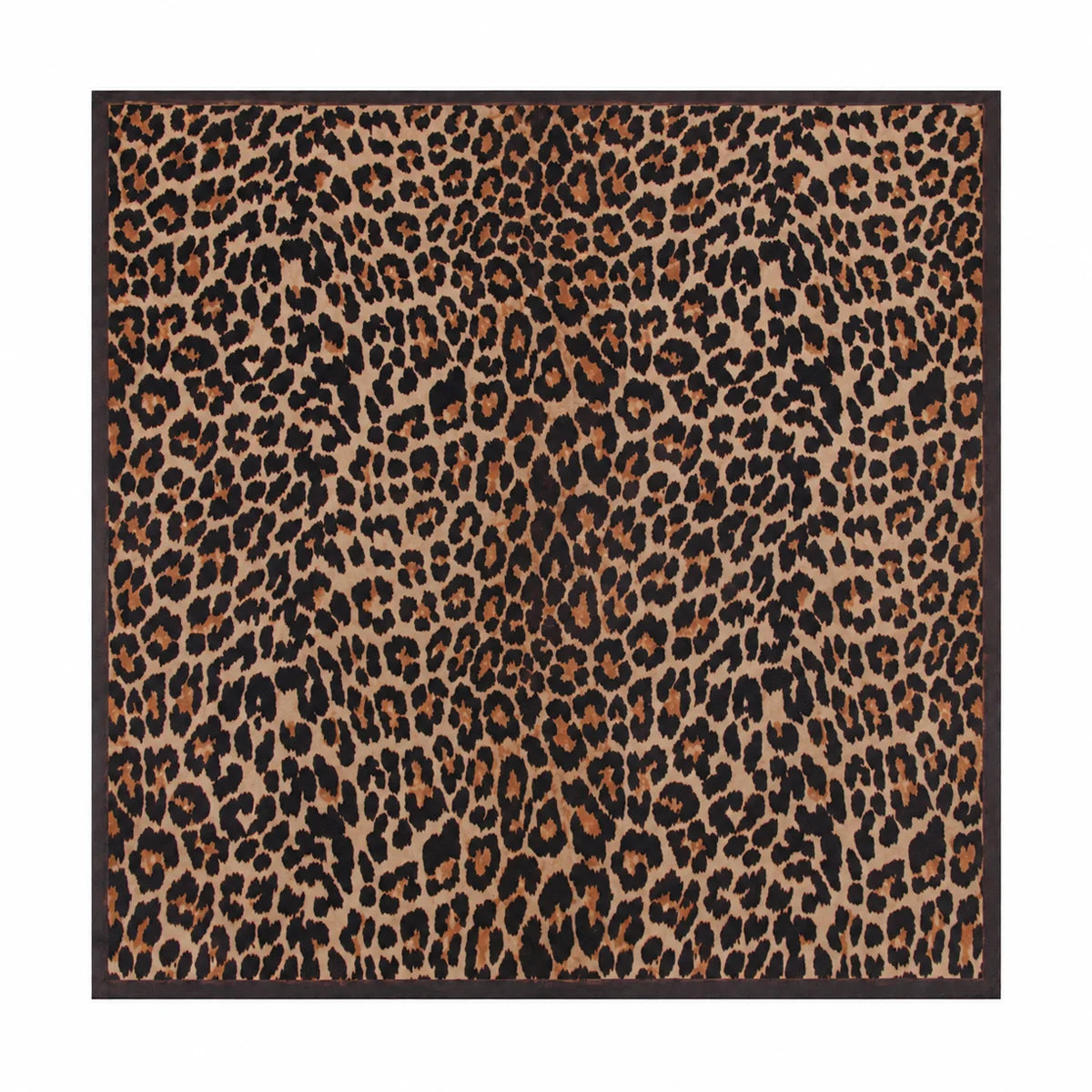 Brown border mini leopard Silk Square Scarf flat lay
