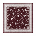Brown silver butterfly Silk Square Scarf full pattern view