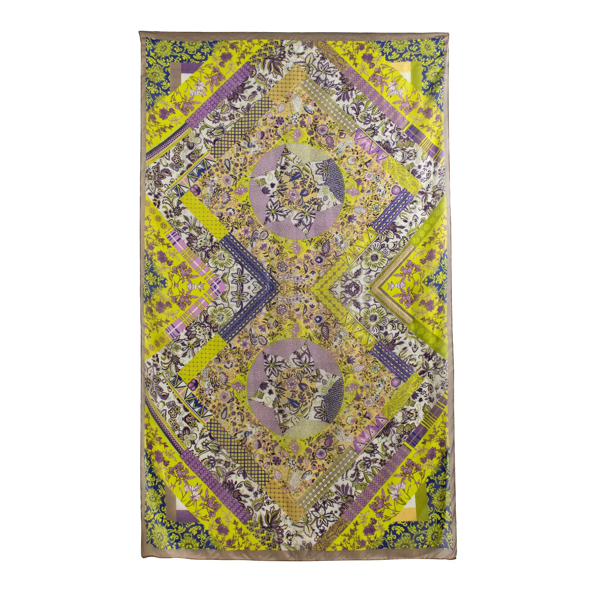 Citron paisley large silk scarf pattern