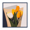 Cream silk square scarf with wrapped tulip bouquet
