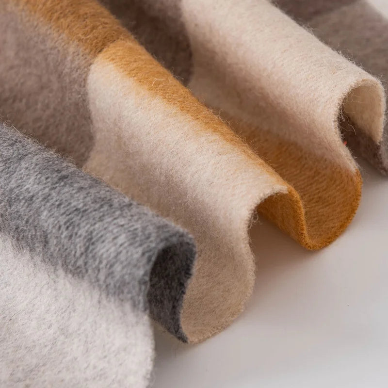 Curled mustard cream and gray blocks revealing fuzzy texture
