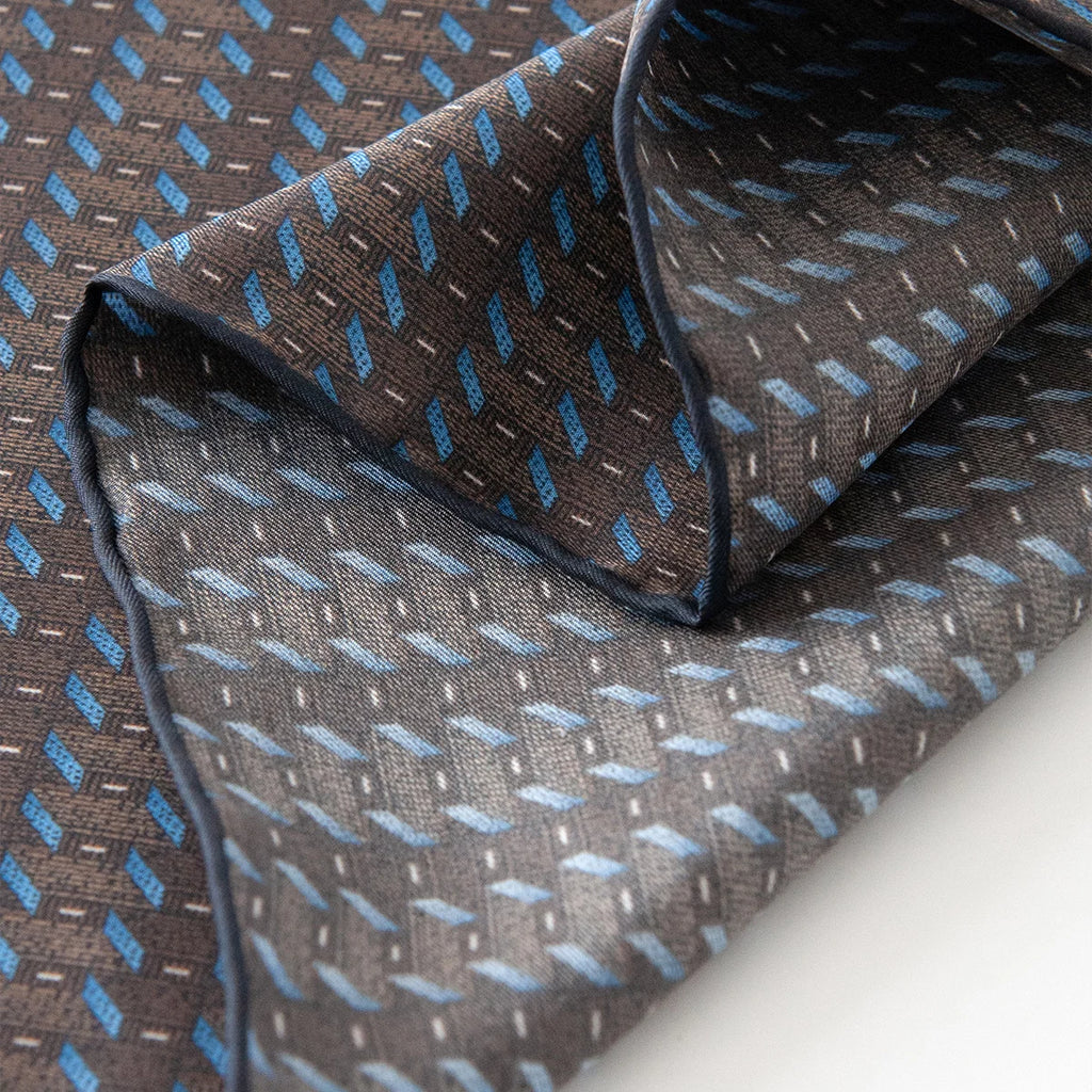 Dark brown striped Silk Square Scarf edge detail