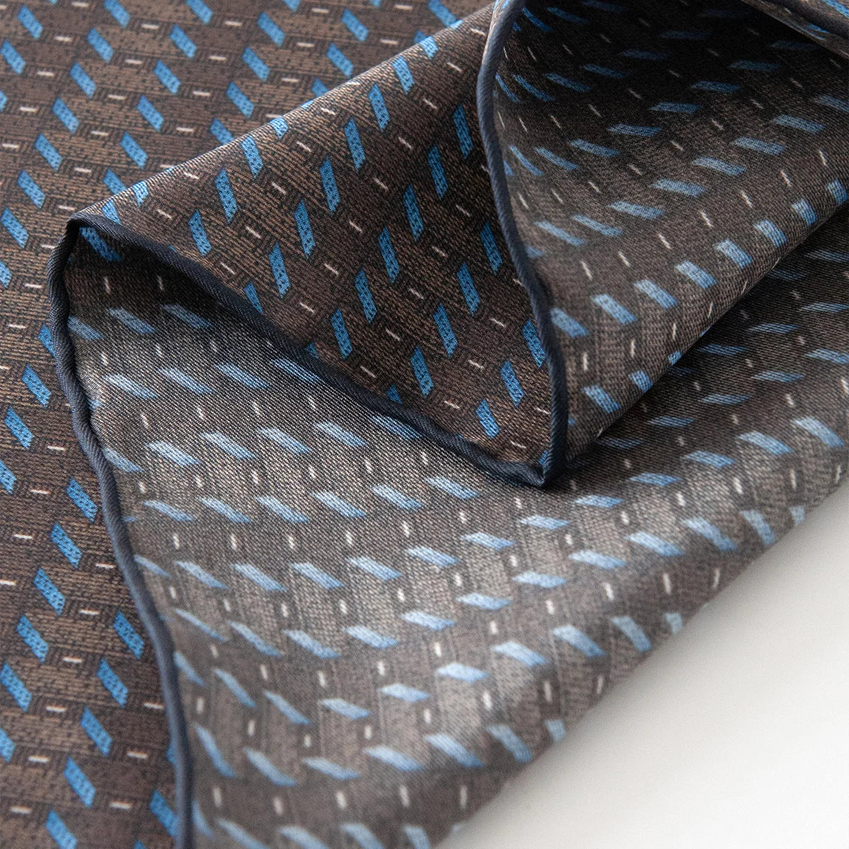 Dark brown striped Silk Square Scarf edge detail