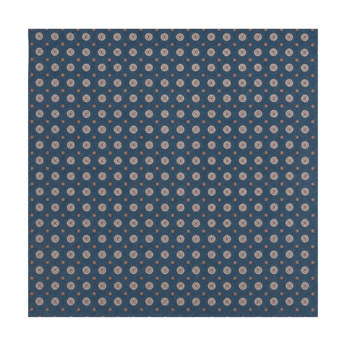 Deep blue medallion dot Silk Square Scarf flat lay