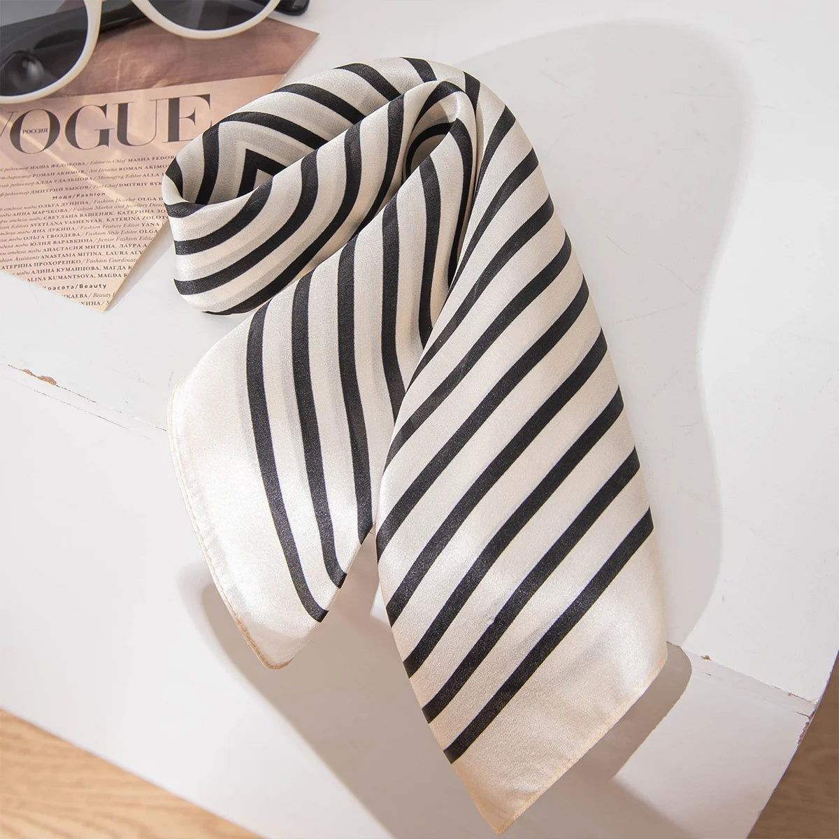 Draped concentric square Silk Square Scarf product view