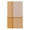 Full mustard and taupe houndstooth wool scarf laid flat