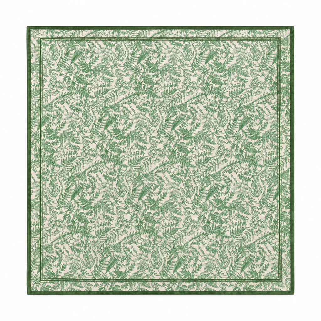 Green botanical print Silk Square Scarf flat lay
