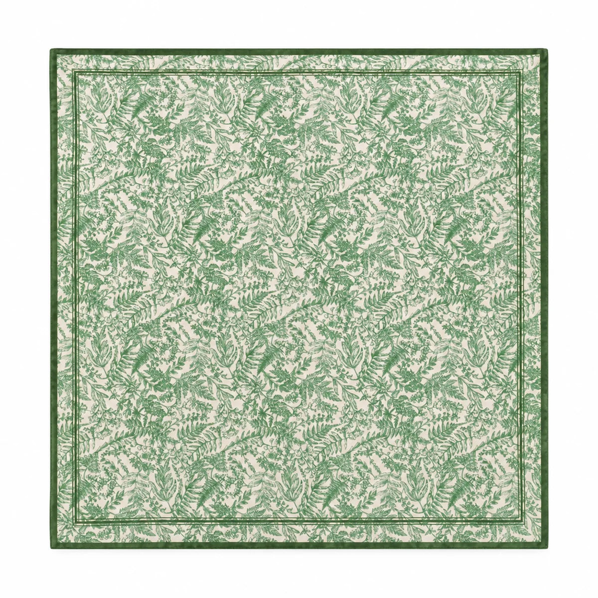 Green botanical print Silk Square Scarf flat lay
