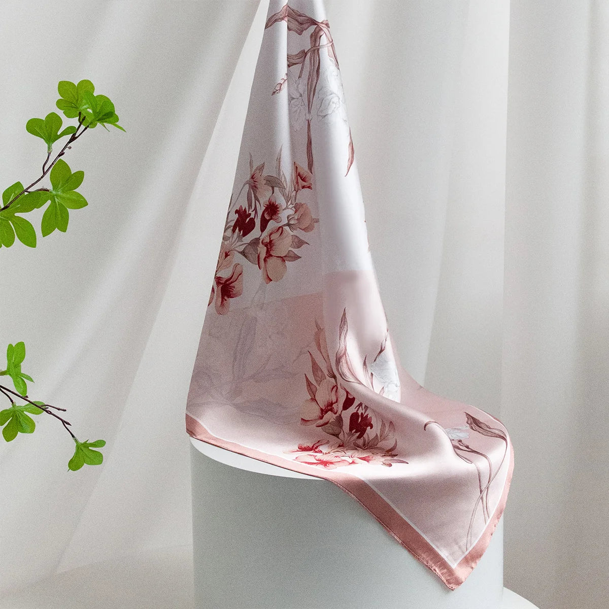 Hanging blossom branch Silk Square Scarf display