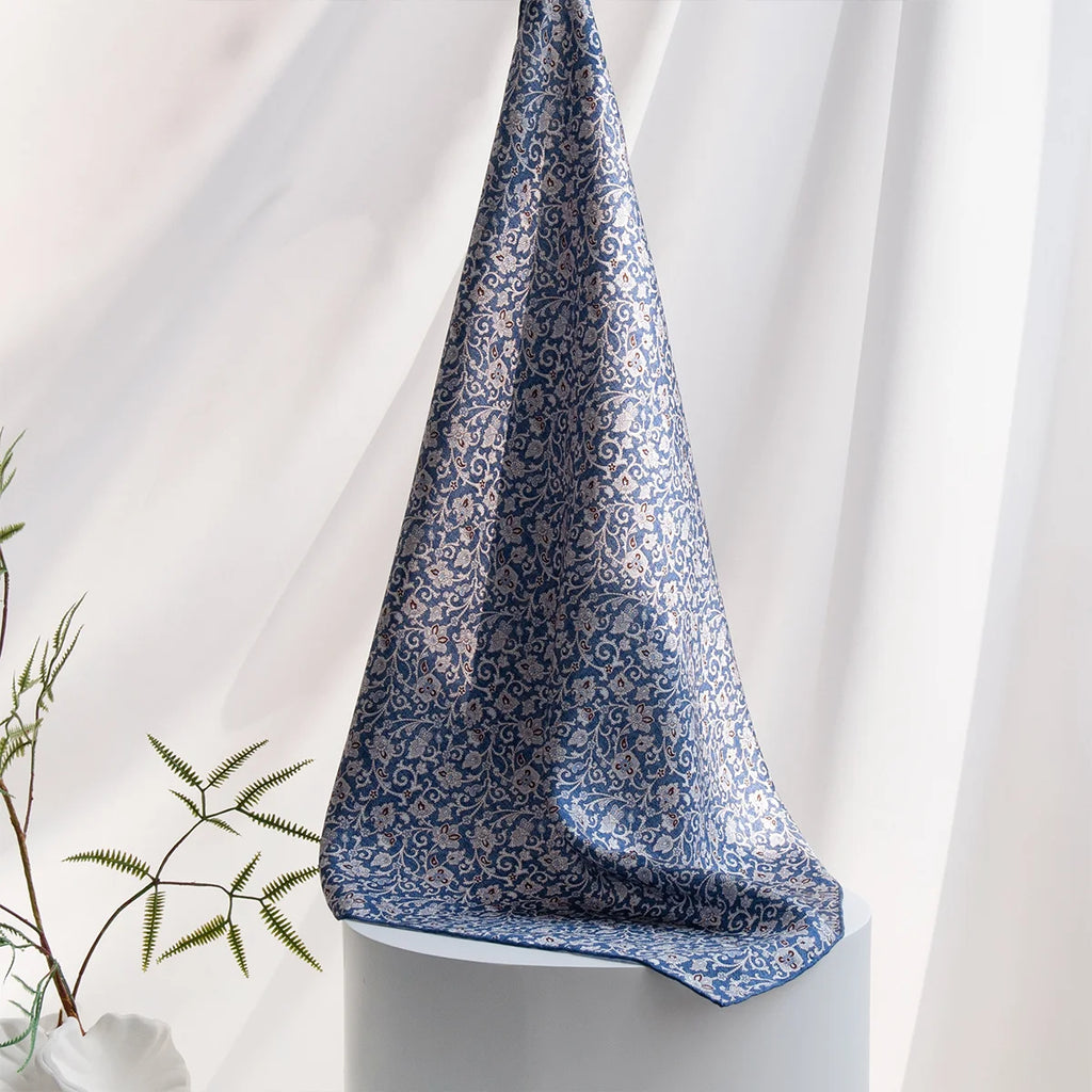 Hanging blue ditsy floral Silk Square Scarf product view