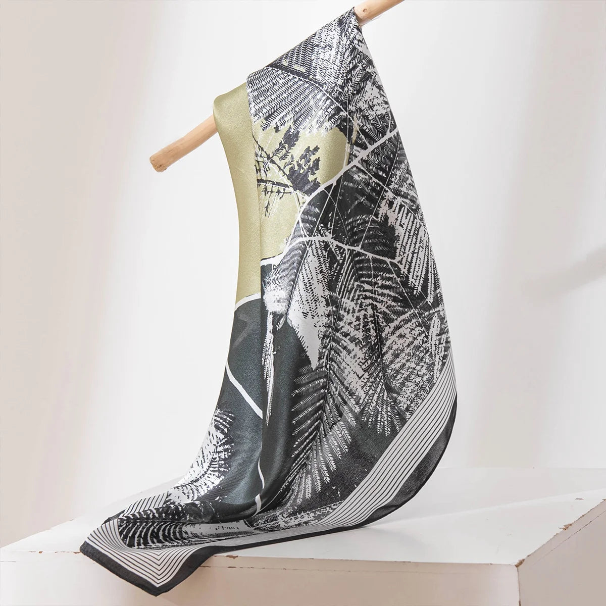 Hanging botanical Silk Square Scarf full product view