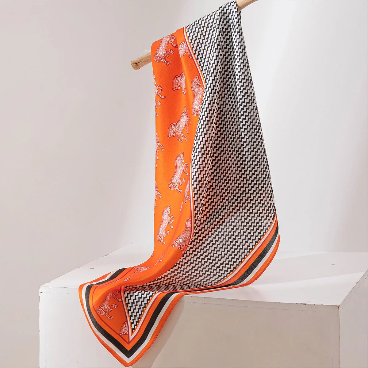 Hanging equestrian chevron Silk Square Scarf product display