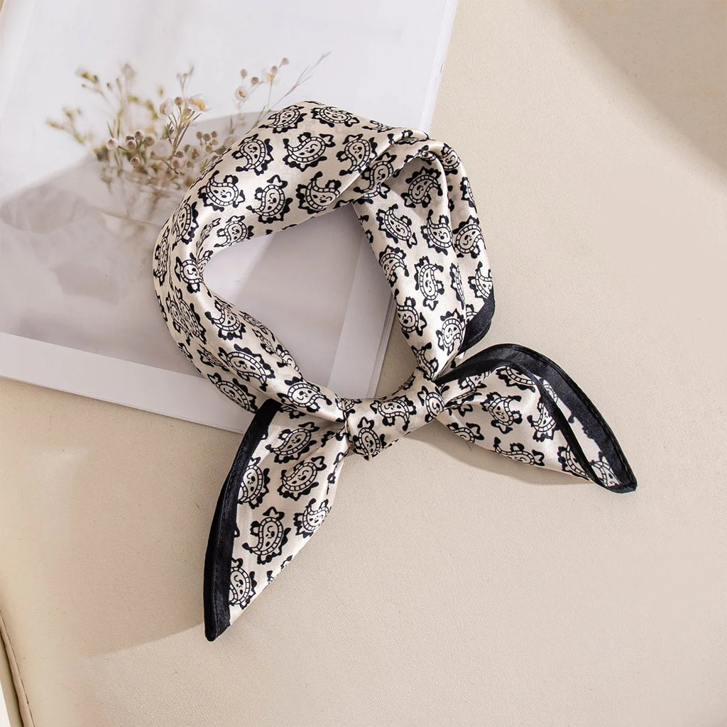 Knotted black paisley Silk Square Scarf product display