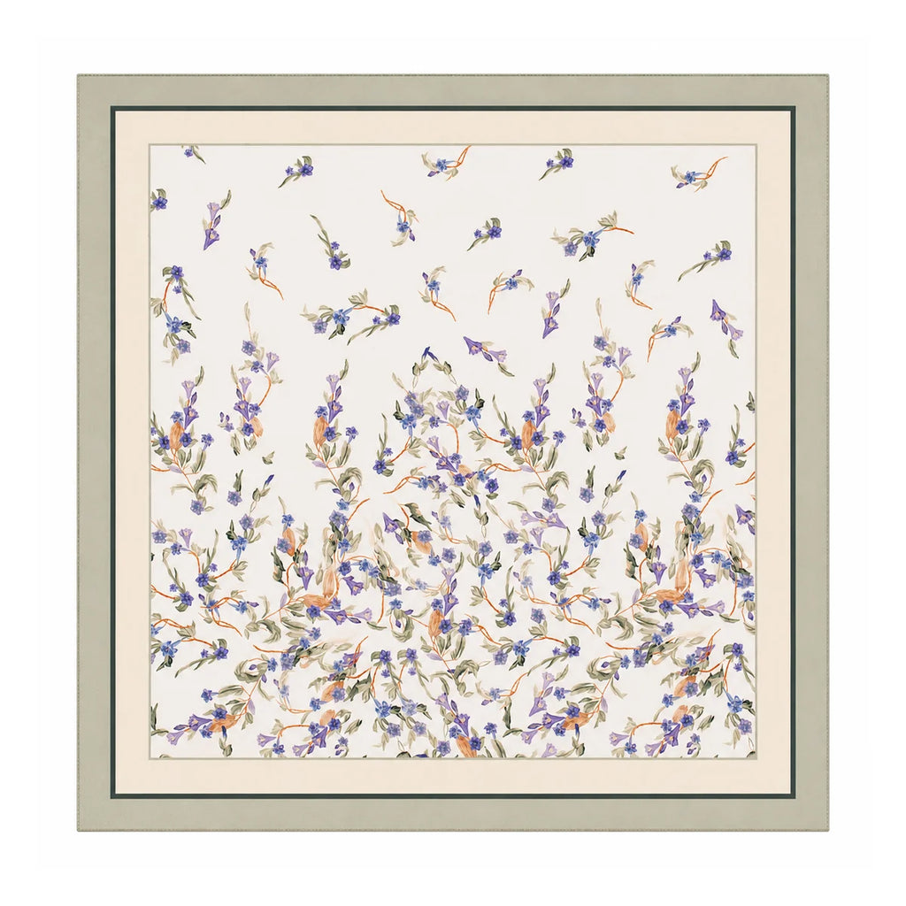 Lavender vine Silk Square Scarf full pattern view