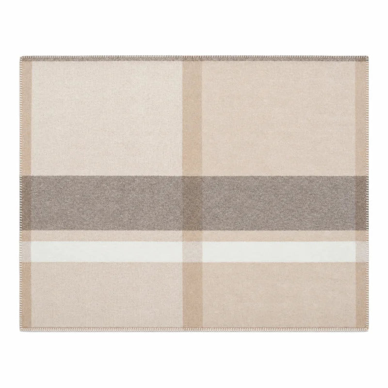 Neutral checked wrap showing broad panels on white background