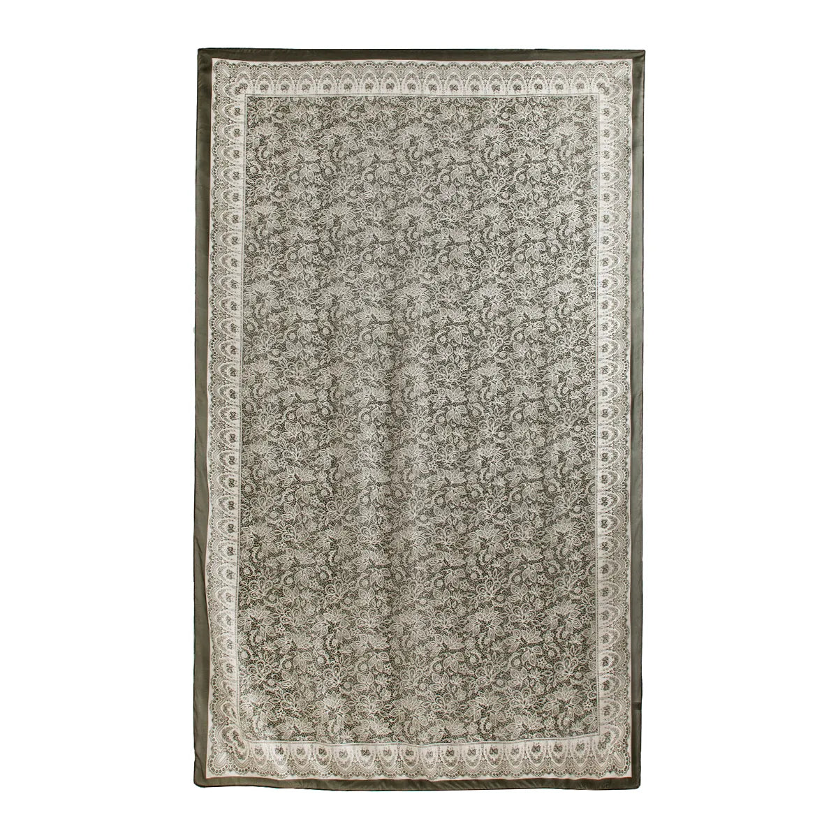 Olive gray botanical lace large silk scarf