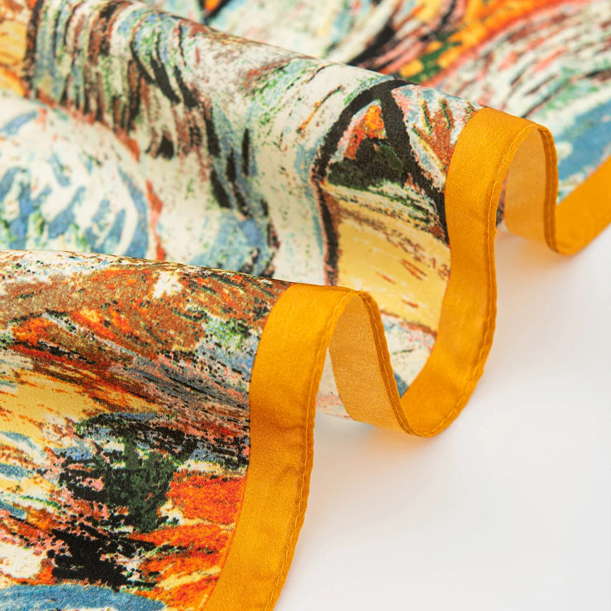 Orange edged autumn oil painting Silk Square Scarf detail
