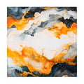 Orange gray marbled silk square scarf