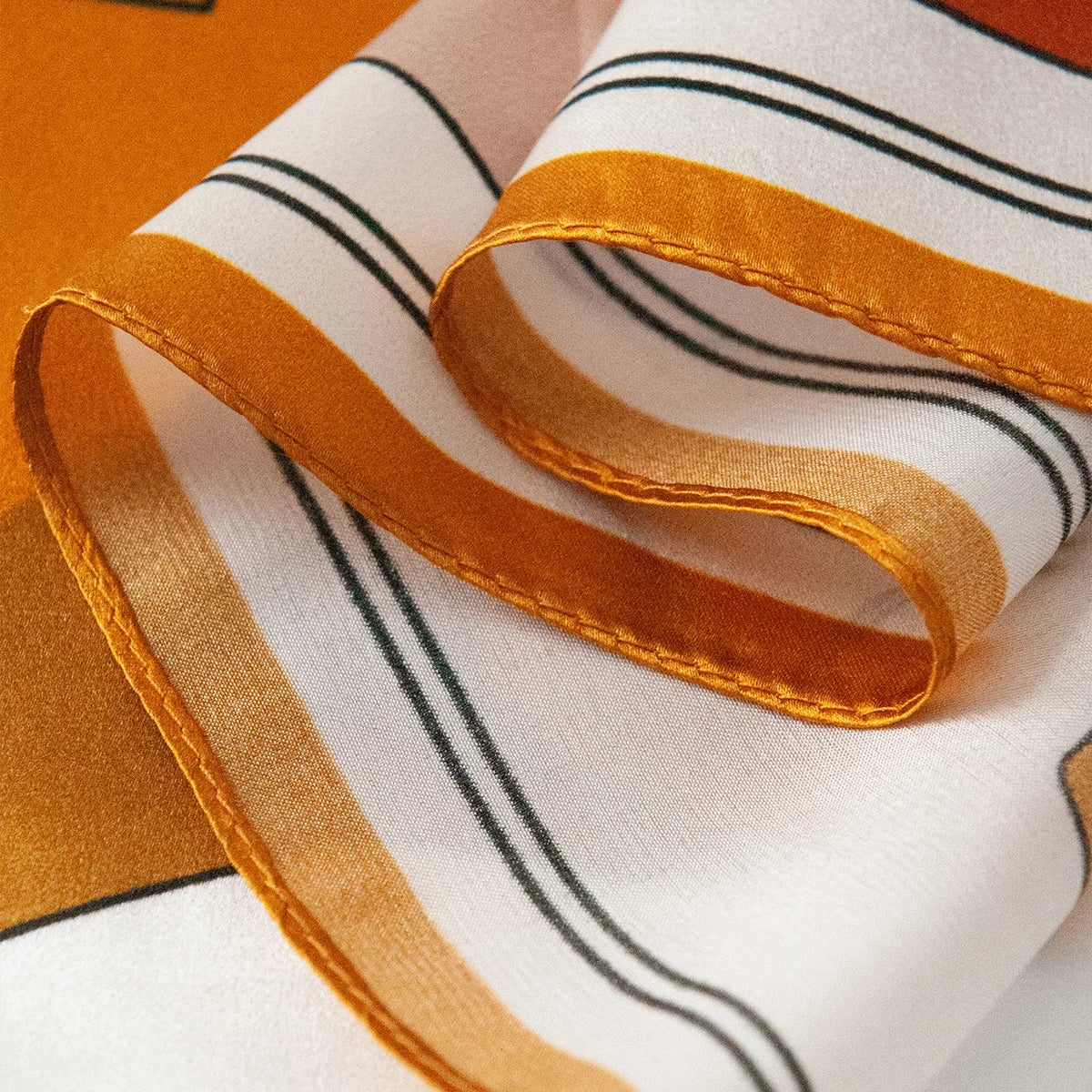 Orange rolled edge of abstract Silk Square Scarf