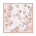 Pink silk square scarf with delicate botanical sketches