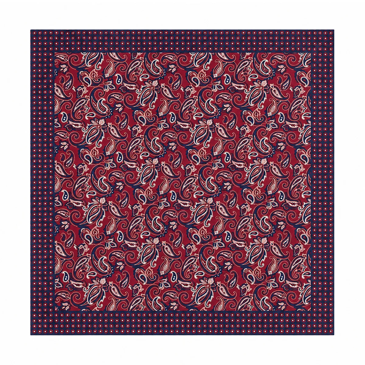 Red colorway version of paisley Silk Square Scarf